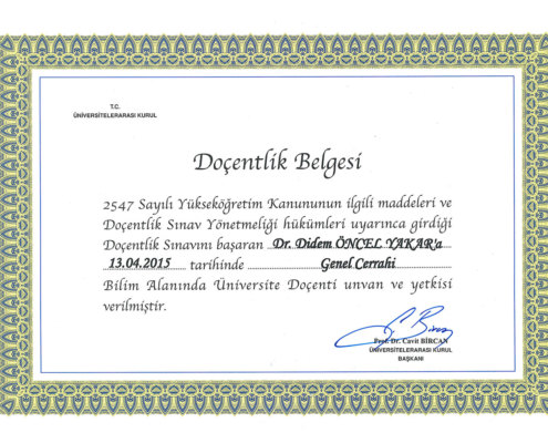 Doç. Dr. Didem Öncel Yakar Doç. Dr. Didem Öncel Yakar